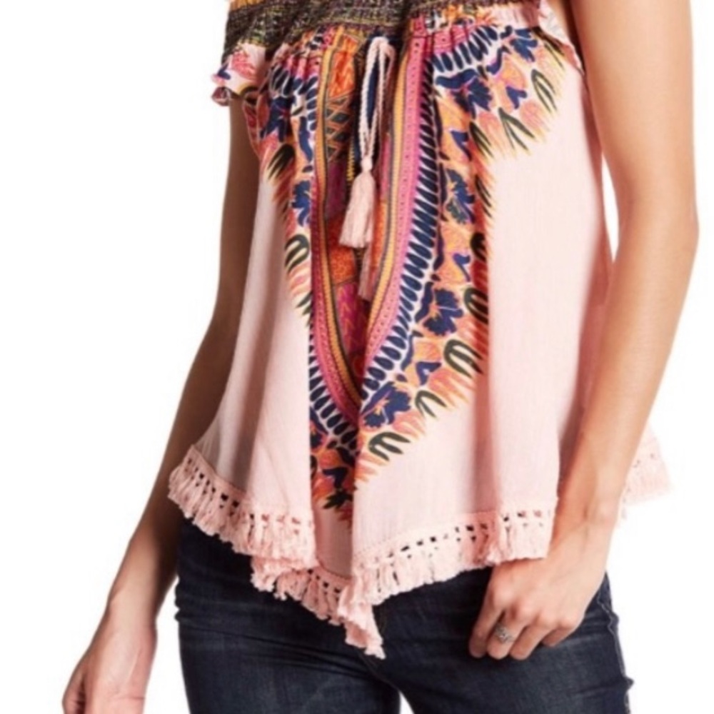new Meghan LA  ꕥ Kingston Print Fringe Top ꕥ Pink - Picture 11 of 13